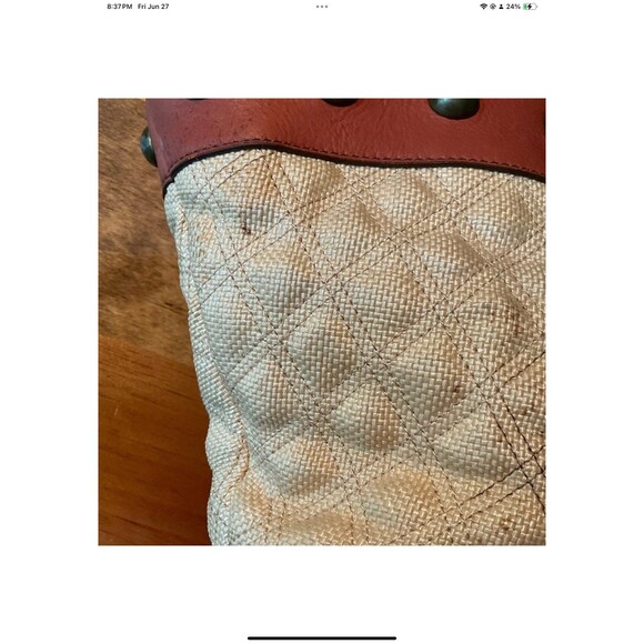 Betsey Johnson TisketTasket Rose Chain Basket Stud Purse Fabric Studded Leather - Picture 11 of 12